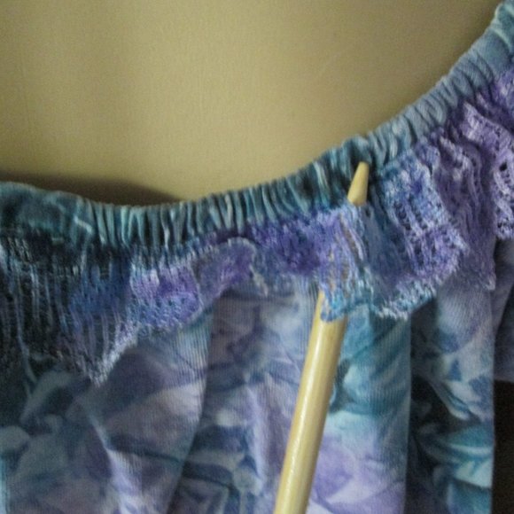 Vintage 80's Purple Puff sleeve crop top S M L - Picture 8 of 9